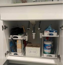2 Pack Under Sink Organizer White