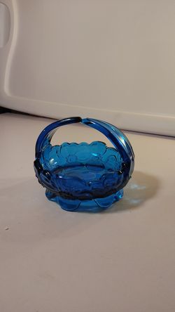vintageBlue glass decor art basket