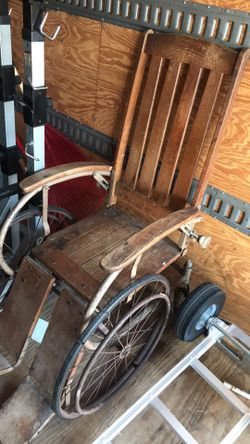 Antique wooden wheel chair!