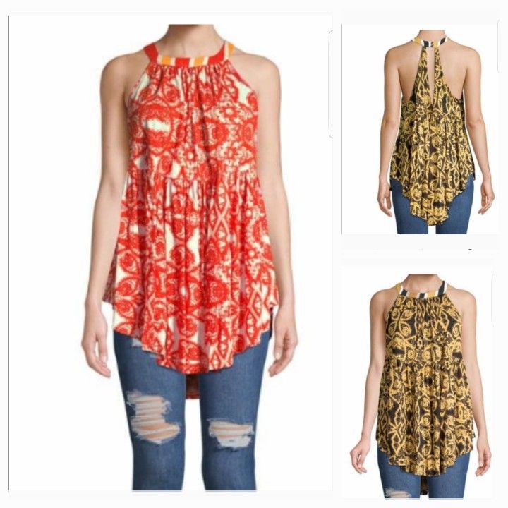 New Free People Halter Linen Blend Tunic Tops Size Large $30 Each