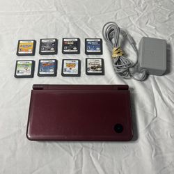 Nintendo DSi XL Burgundy Red With Charger - Available Games for