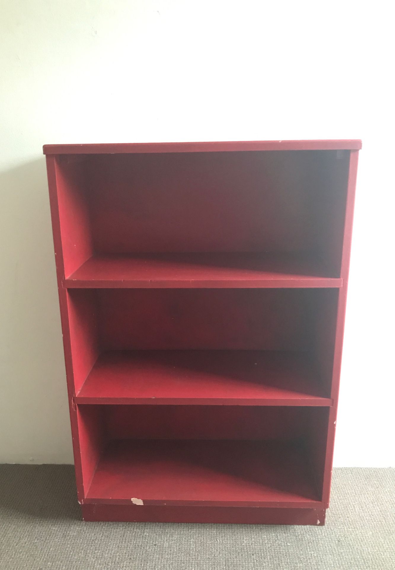Red Painted Wood Bookshelf