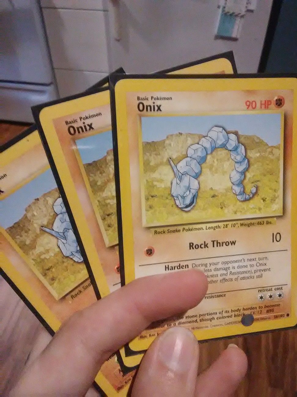 3 Onix Base Set Pokemon Cards Like New in Sleeves