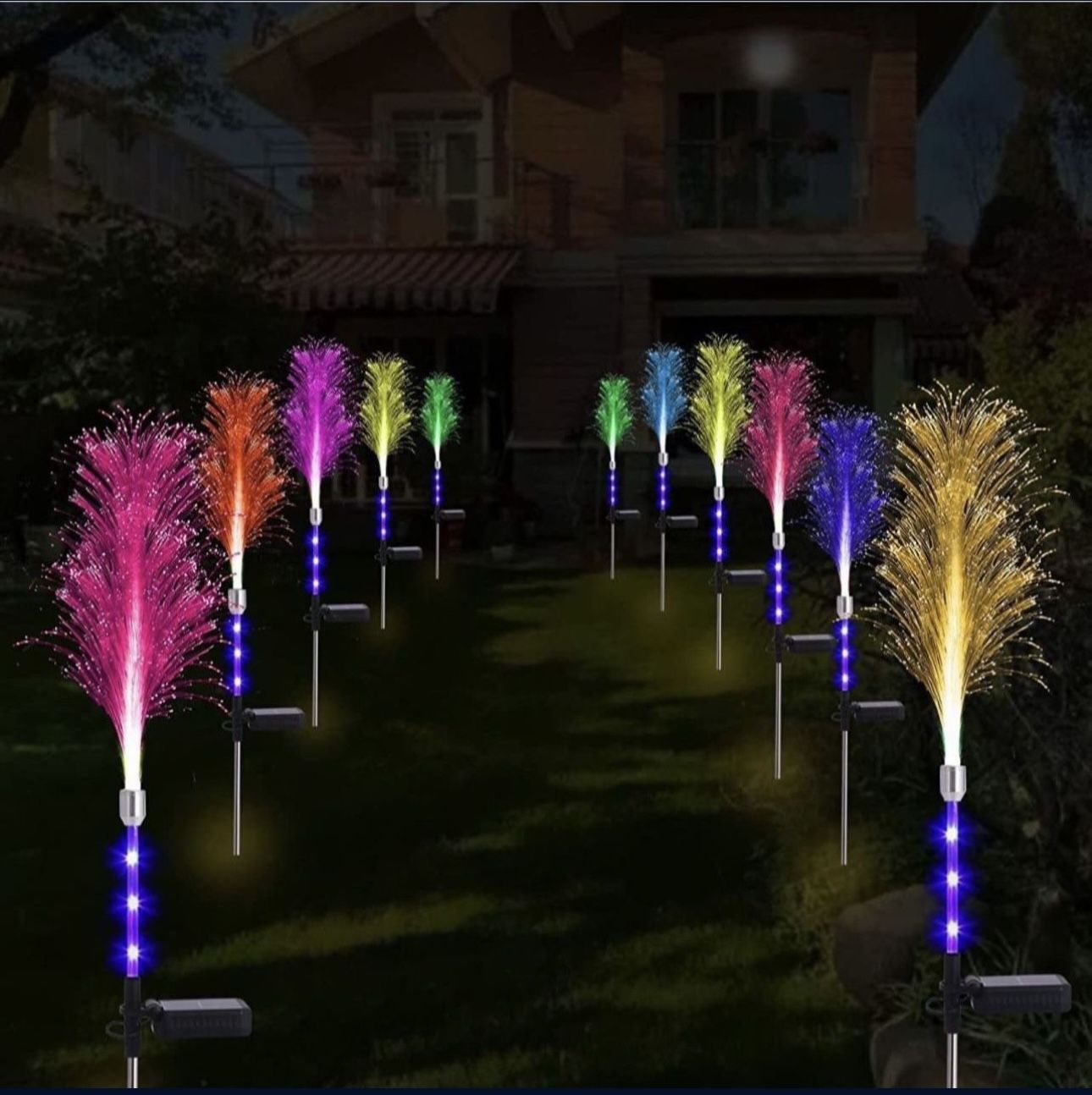 Solar Flowers Lights Outdoor Garden Waterproof 2 Pack, NXKIDR Solar Power Stake Lights, Colorful Solar Lights for Patio Yard Lawn Pathway Holiday Deco