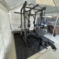 Vesta Fitness Smith Machine 2001 w/Bench Attachment | 230lb Bumpers Weights | 7ft Olympic Bar | Fitness | Gym Equipment | FREE DELIVERY 🚚 
