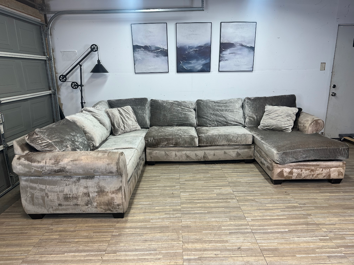Free Delivery silver 3-piece sectional couch