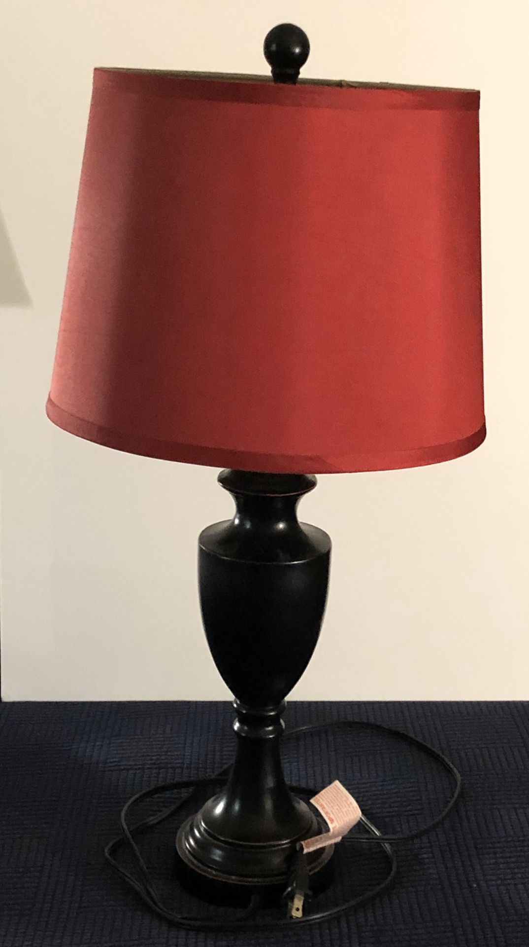 Red shaded lamp