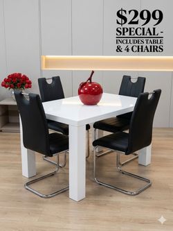 Comedor blanco con 4 sillas
