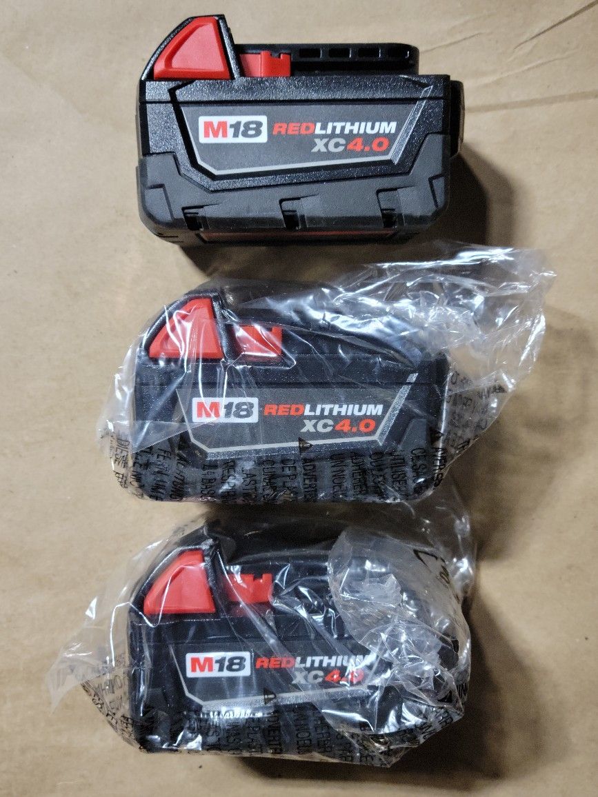Lot Of 3 Milwaukee M18 4.0 Batteries
