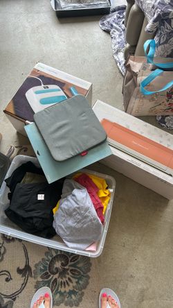Cricket set up with box full of T-shirts
