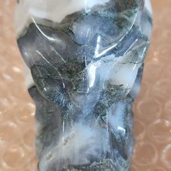 Blue Moss Agate Dragon Skull Hand Carved