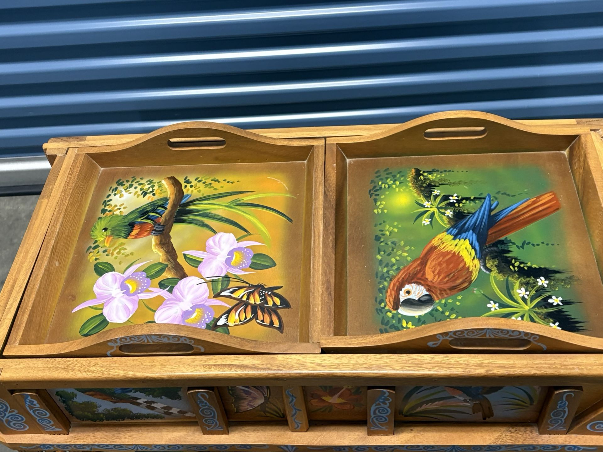 Hand painted Costa Rican Ox Cart With Storage