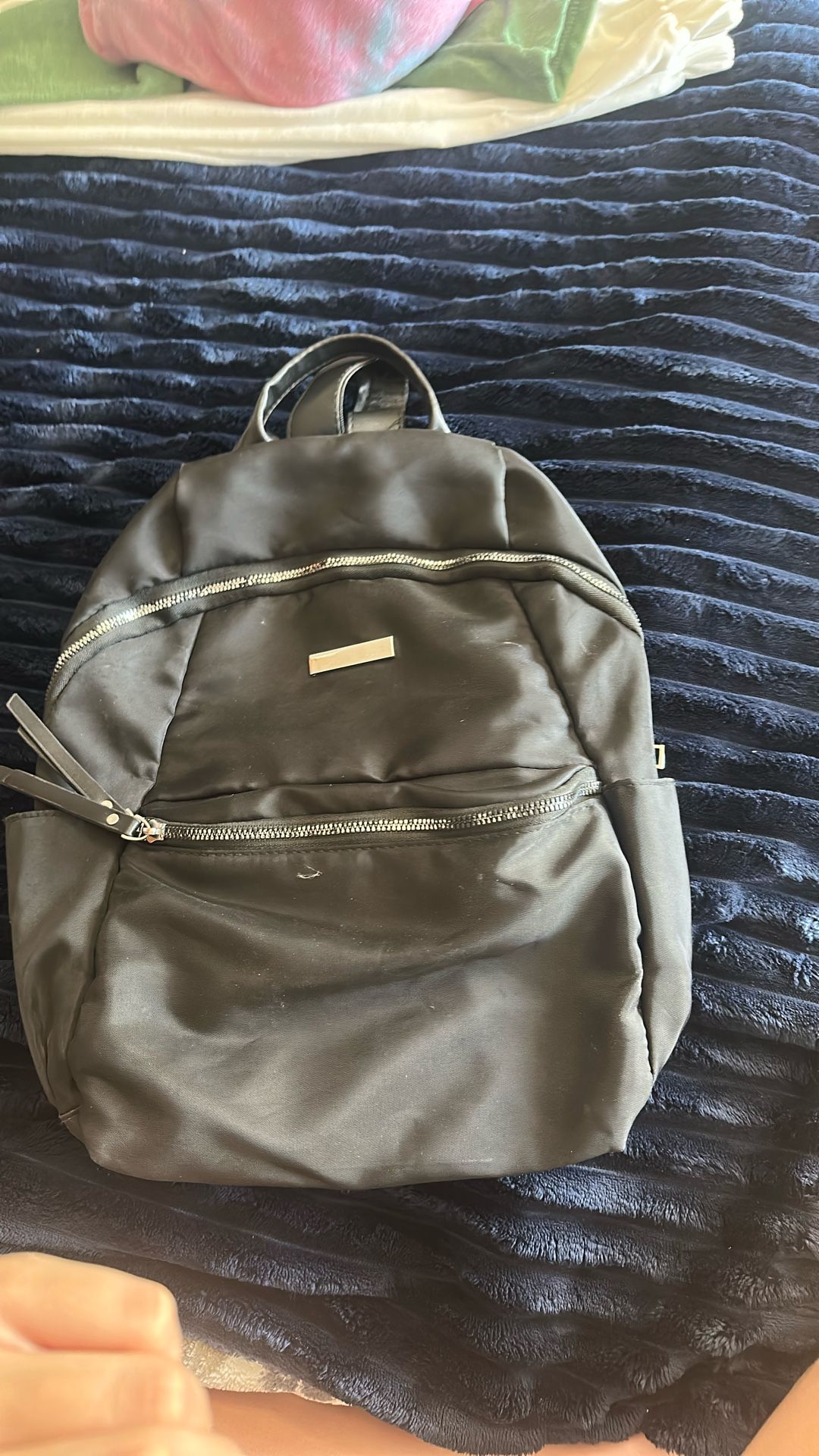 black leather backpack