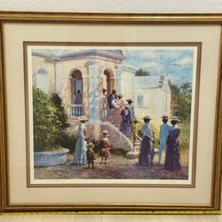 Pre-owned: 34.5”x 31” Framed Artwork - The christening - Leo S. Carty  # 264/500