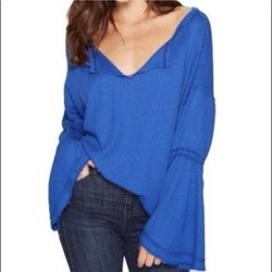 Free People Dahlia blue thermal top