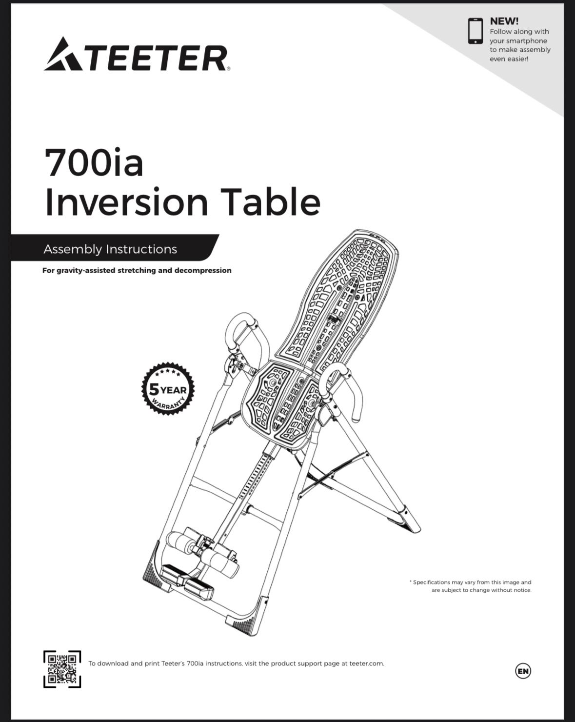 Teeter Inversion Table 700ai
