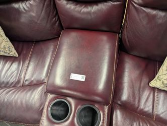 Red Leather 3 piece couch 