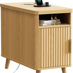 SET OF 2 - Narrow End Table with Charging Station, USB-C Port