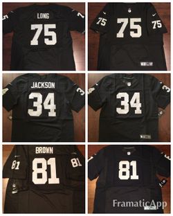 Raiders stitched elite jerseys size medium-4x. $70 each