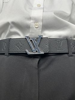 Louis Vuitton Belt LV Pattern Silver Buckle Blue Bubbles 