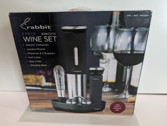 Rabbit 8 Piece Electric Wine Set Automatic Corkscrew Aerator Foil Cutter