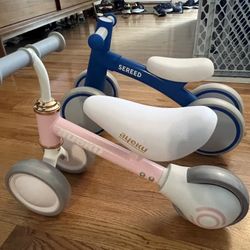 (2) Toddler Bikes 18-35 Months Ayeku Pink & Sereed Blue Near New