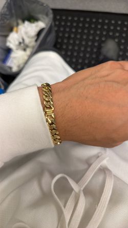 14K Solid Gold Miami Cuban Link bracelet with box clasp (38g)