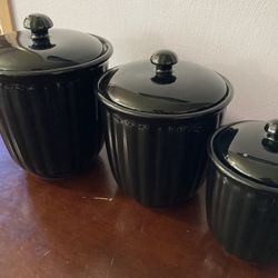 Black three piece linens and things canister set