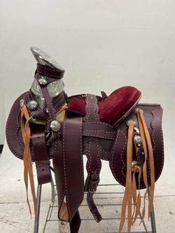 Nueva montura charra de cuero latigo cosida à mano con Herrage y fuste plateado