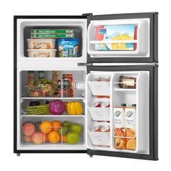 2.7 Cu Ft Single Door Refrigerator, Black, Compact Full-Size Fridge with Adjustable Shelves, Ideal for Apartment, Dorm & Office