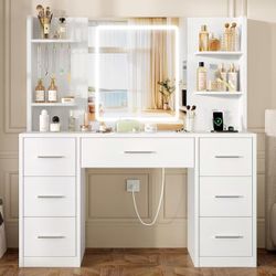 makeup vanity table with 7 drawers