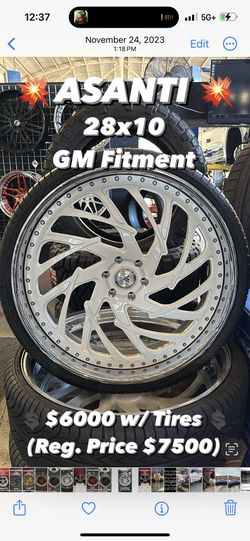 28x10 Asanti 2pc wheels