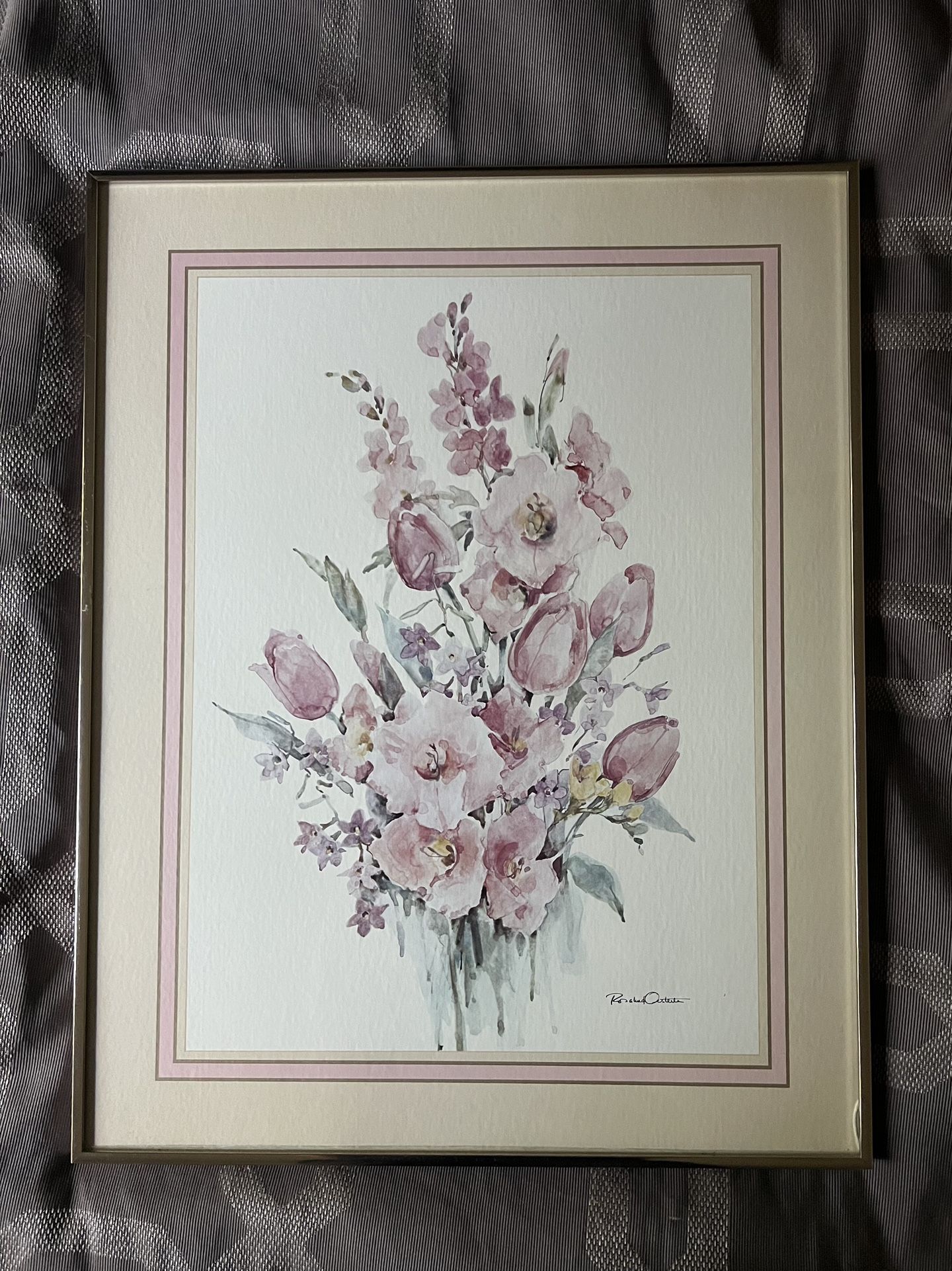 22x 28 Vintage Framed Rosalind Oesterle Watercolor Print