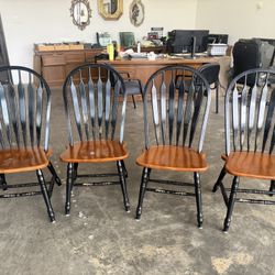 Set Of 4 Solid Wood Chairs 