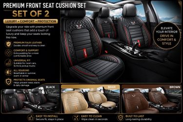 Luxury Faux Leather Front Seat Cushion Set – Set of 2