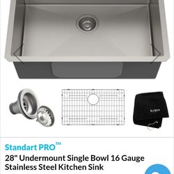 Kraus Standart 28in Stainless Steel Sink.