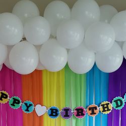 Handmade Rainbow Happy Birthday Banner