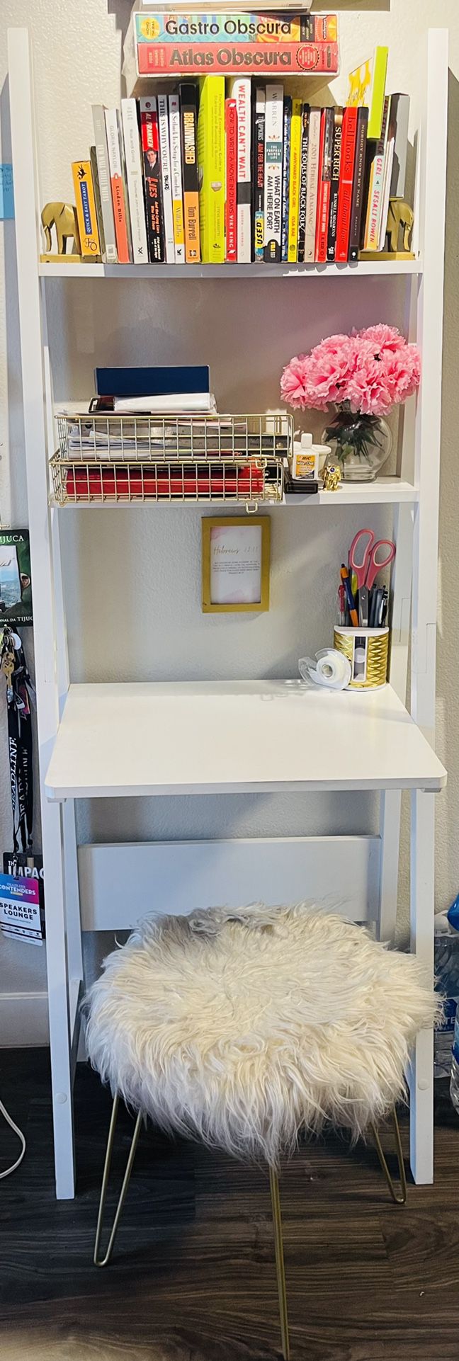 White Ladder Shelf Desk 