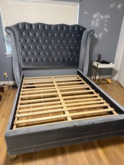 Queen upholstered bed frame