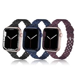 3 Pack Slim Designer Bands Compatible with Apple Watch Band 42mm 44mm 45mm