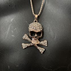 Crystal Skull Pendant Statement Necklace