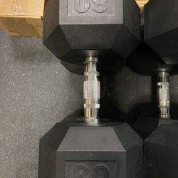 80lb Rubber Hexagon Dumbbell Pair