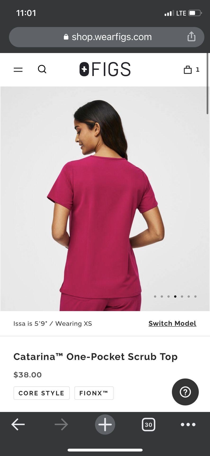 BWT Figs scrub high waist Zamora XS Petite Ultra Rose