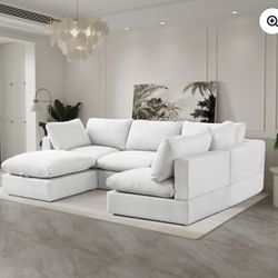 Modular White Cloud Couch Sectional With Storage Ottoman!Free Delivery 5 piece  Set 