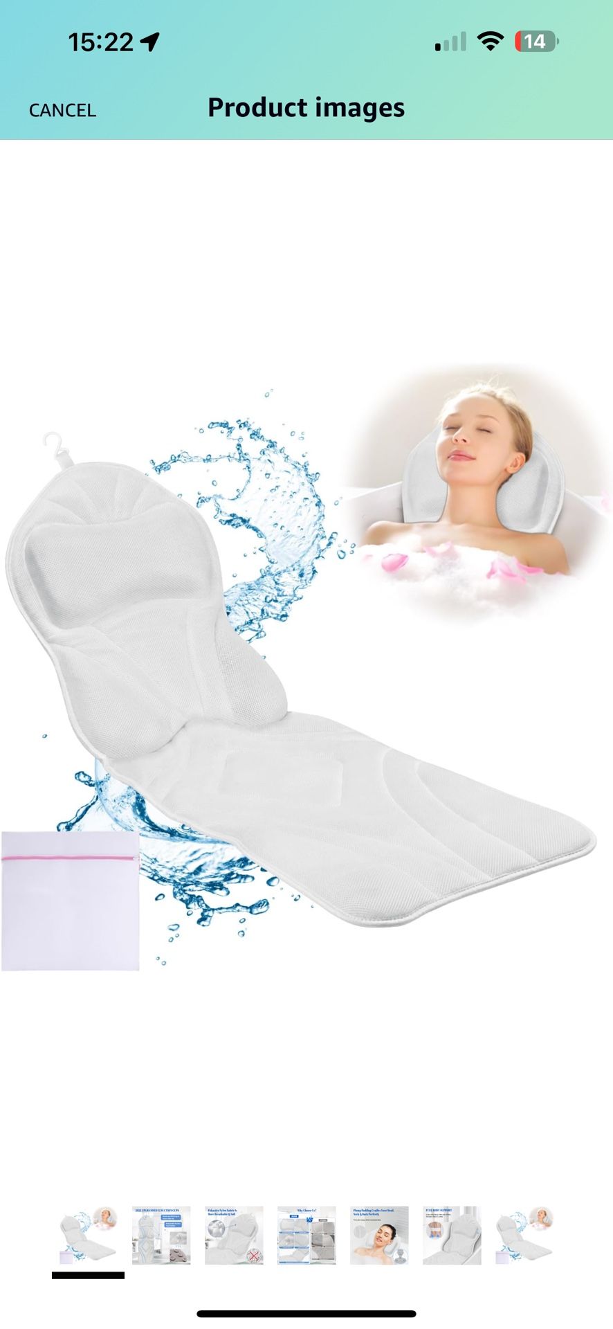 Full Body Bath Pillow for Bathtub, Thick Bathtub Cushion for Soaking Tub with Laundry Bag, Bathtub Pillow Luxury Bathtub Pillows for Head,Neck & Back