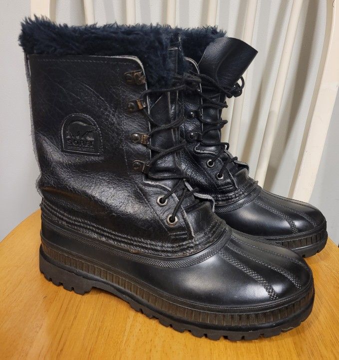 Sorel Woman's Kaufman Canada Black Lined Duck Boots Sz 9