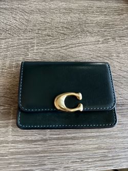 Coach Bandit Leather Card Case - Brass & Amazon Green (Discontinued)