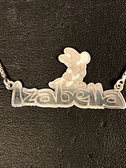 Silver name plate necklace