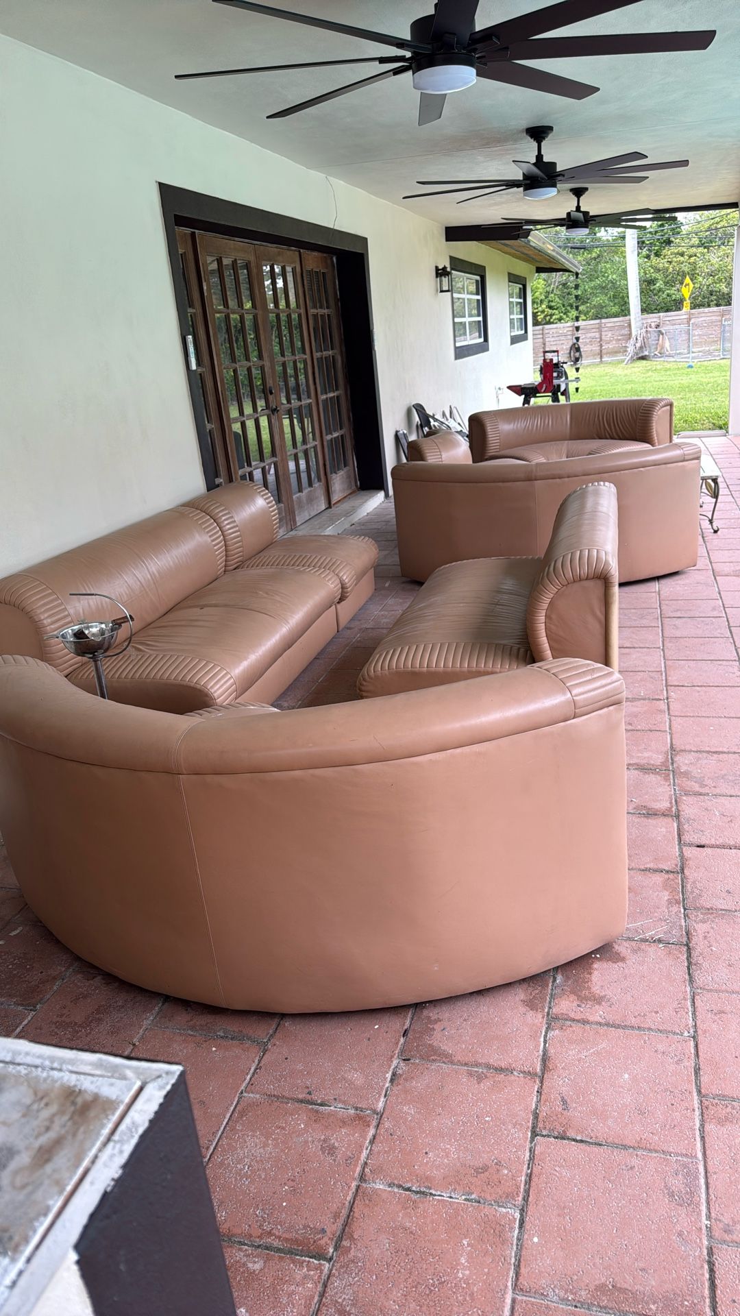 6 Piece Wieman Leather Sofa  Lt Tan Color 
