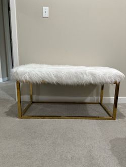 Contemporary faux wool bench